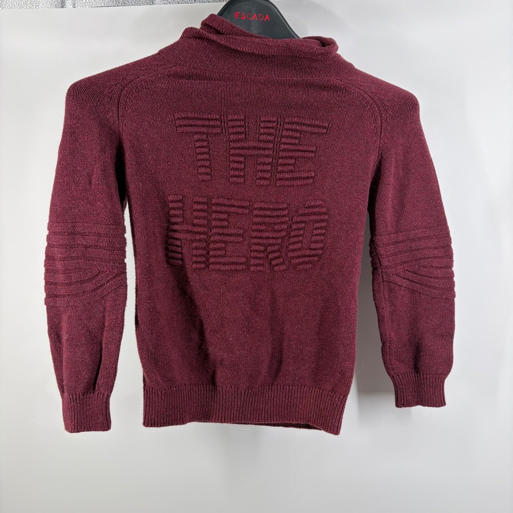 Zara Kids‎ Burgundy The Hero Raised Graphic Mock Neck Knit Sweater Size 6 116cm
